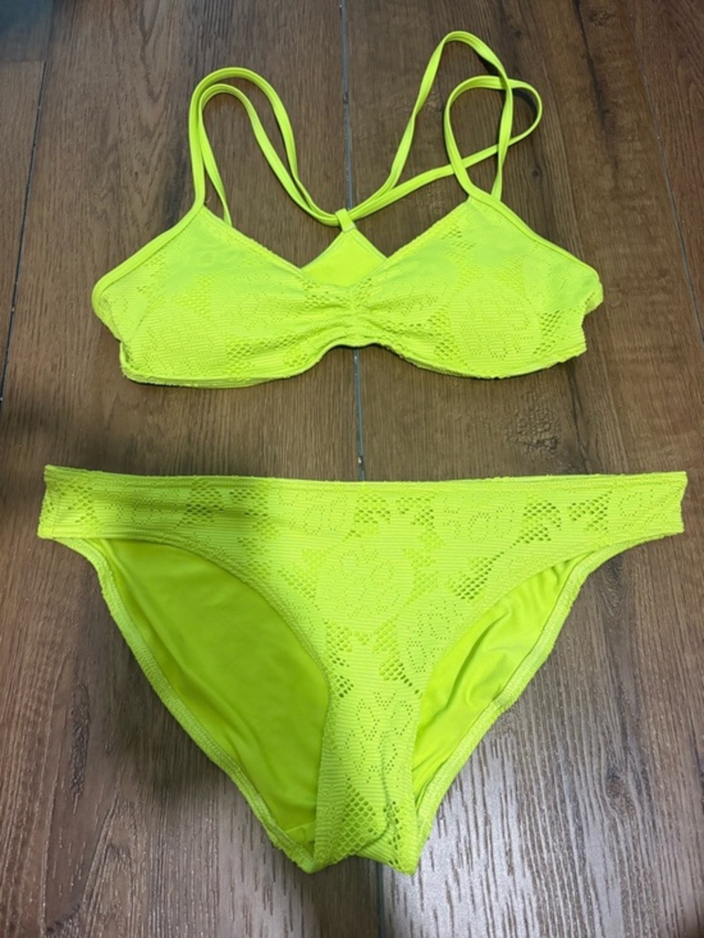 Neon Yellow Crochet Bikini Set - Women Swim